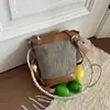 Bolsa retrô para celular Shuai Mijia para mulheres, nova bolsa de balde trançada de verão 2026, bolsa de ombro leve, bolsa pequena transversal