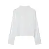2026 Nueva Camisa Top de Manga Larga con Cuello Alto y Botones, Cintura Ajustada, Estilo Chino Simple, Nueva Colección Primavera/Verano para Venta Transfronteriza de Comercio Exterior