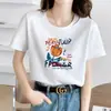 Popular camiseta de manga corta de verano para mujer de Lightning Warehouse, estilo coreano, estampado de flores de margarita, camiseta básica casual blanca de talla grande, top para mujer