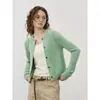 Cardigan Yinhe STUDIO de mistura de lã amigável à pele, estilo casual, casaco de outono 2026, suéter de tricô com gola redonda para mulheres