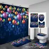 Cortina de chuveiro com estampa digital 3D, à prova d'água e resistente a mofo, conjunto de cortinas de banheiro com tema de Natal, tecido impermeável espessado para o banheiro