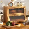 En stock Caja de Pan para Encimera de Cocina de Bambú Caja de Pan de Gran Capacidad Contenedor de Almacenamiento de Pan con Ventana Rejilla para Pan