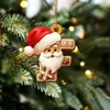 Nuevo Colgante Plano de Acrílico con Letra de Jengibre de Santa Claus Adornos para Árbol de Navidad Adornos Festivos