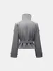 25 Abrigo de Lana Casual Holgado de Doble Botonadura con Cuello Alto y Cinturón Integrado para Mujer, Estilo Nuevo de Invierno Europeo y Americano