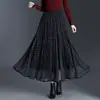 Falda Plisada de Dos Vías con Estampado de Lunares y Cachemir para Mujer, Nueva Colección Otoño 2026, Tiro Alto, Adelgazante, Larga con Dobladillo Caído