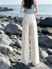 Pantalones anchos de lino blanco para mujer, estilo transfronterizo japonés, coreano y del sudeste asiático, estilo fino de verano, corte holgado, estilo "old money", casual, personalizable