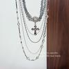 Collar Gargantilla Cruz Oscura de Diamantes Multicapa Personalizado Lujo Accesible Sexy Estilo Punk Cadena para Clavícula