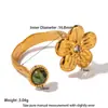 Anillo Abierto de Acero Inoxidable con Flor y Mariposa de Piedra Natural Transfronterizo Bañado en Oro de 18K Resistente al Agua Vintage Joyería de Alta Gama para Mujer