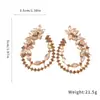 Brincos redondos geométricos europeus e americanos de moda transfronteiriça cravejados com diamantes, elegantes e sofisticados, brincos statement versáteis e únicos