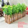 Set de Flores Artificiales Maceta Madera Valla de Madera de Eucalipto Bonsái Planta Verde Decoración para el Hogar Boda Fiesta Ventana de Exposición