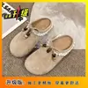 Mules fechadas estilo Birkenstock em renda retrô para mulheres, novo modelo de primavera 2026, sapatos Birkenstock com sola grossa que aumentam a altura
