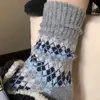 Calcetines de Lana Gruesos y Cálidos de Cuadros Multicolor para Mujer, Estilo Nórdico Fair Isle, Calcetines Flojos Vintage