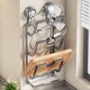 Estante de almacenamiento para tapas de ollas, multifuncional, sin perforaciones, con ventosa para pared, para cocina, tabla de cortar