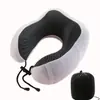 Almofada de Viagem U Memory Foam Almofada de Pescoço U com Compartimento para Logo Portátil de Viagem Almofada de Pescoço Transfronteiriça Almofada de Suporte para Pescoço Almofada U