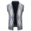 Nuevo Chaleco Cardigan de Punto para Hombre Otoño e Invierno Cuello en V Corte Ajustado Ropa Interior Chaleco de Punto Cálido Capa Base para Hombre