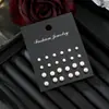 Set de Perlas Sencillo Transfronterizo Circonita Asequible Combinación Cuadrada Aretes Aretes Tarjeta Negra Aretes de Tres Piezas para Estudiantes