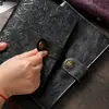 Caderno de Couro Padrão Vintage Personalizado A5, Caderno de Viagem de Couro Bovino Genuíno com Fivela, Bloco de Notas de Folhas Soltas