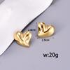 E202 Pendientes exagerados de corazón de amor con separación de color nueva europea y americana, pendientes de acero inoxidable, joyería para mujer