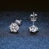 Pendientes Clásicos de Plata de Ley S925 con Seis Garras y Cierre de Rosca, Moissanita de 1 Quilate Color D, para el Cabello