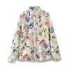 Aliexpress Wholesale Transfronterizo Ropa Europea y Americana Primavera 2025 Nueva Moda Camisa de Satén con Estampado Floral