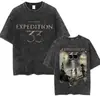 Camiseta Lavada Retro 33 Expacim 33 de Juego Claire Obscur para Hombres y Mujeres Casual Algodón Oversize de Alta Calidad