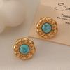 Aretes Europeos y Americanos Ins Vintage de Piedra Natural con Flores Aguja de Plata 925 Entrada Francesa Lujo Nicho Elegante Elegantes