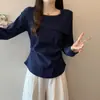 Ropa Nueva de Otoño 2025 para Mujeres Gorditas Tallas Grandes Dulce Reductor de Edad Cintura Asimétrica Aspecto Adelgazante Suéteres de Manga Larga