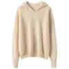 Nuevo Suéter con Capucha de Cachemira Pura para Mujer Otoño/Invierno 2026 Color Sólido Tejido Sudadera con Capucha de Manga Larga