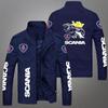 Chaqueta de comercio exterior transfronterizo europeo y americano con estampado de logotipo de coche, para hombre, cuello alto, color sólido, ropa exterior de negocios, chaqueta casual con logotipo personalizado