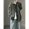 Atuendo Coreano Maduro y Sofisticado: Chaqueta de Punto Cardigan Negra con Cuello Solapa para Hombre, Ropa de Primavera y Otoño, Suéter Casual de Alta Gama