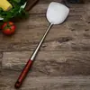 Cuchara para freír de acero inoxidable 304, espátula, espátula de cocina, cuchara para sopa, juego de utensilios de cocina con mango de madera extendido, espátula de chef