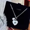 Chic Francés Estilo Rococó Rombo Corazón Lazo Perla de Agua Dulce Arete Anillo Colgante Juego de Tres Piezas