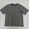 Camiseta de otoño nueva para mujer, de manga corta, a rayas retro americana, tacto suave, informal, resistente, corte holgado, cuello redondo