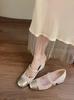 2024 Novos Sapatos Mary Jane Estilo Tarde da Noite Estilo Fada Suave Elegante All-match Salto Grosso Novo Chinês Boca Rasa Sapatos de Camada Única para Mulheres