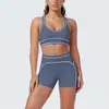 Novo Conjunto de Seis Peças Color Block Transfronteiriço Toque Nude para Fitness Esportes Yoga Corrida Feminino