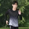 Camiseta Deportiva de Manga Larga de Secado Rápido Transfronteriza para Hombre Seda de Hielo Verano Delgada Protección Solar Transpirable Top para Correr Estilo de Verano