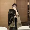Xale com Pintura a Tinta Novo Estilo para Mulheres, Manto com Franjas Xadrez de Faux Cashmere para Outono e Inverno, Quente e Versátil