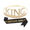 Diadema de corona de cumpleaños KING para hombre más vendida transfronteriza, tocado para disfraz de fiesta con traje incrustado de diamantes