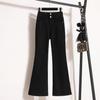 Jeans Feminino Flare Modelador de Cintura Alta Tamanho Plus Size Elástico Casual Boca de Sino para Primavera e Outono Algodão