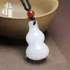 Colgante de Calabaza de Jade Blanco, Jade Natural de Seda Dorada de Xinjiang, Colgante de Jade de Fortuna y Prosperidad, Colgante de Jade Unisex, Collar de Jade, Colgante de Jade