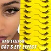 Meio cílios de aparência natural 10 pares de Cílios de gato Wispy 9mm Cílios postiços 3D volumosos com fita transparente cílios postiços curtos pela metade