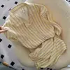 Pijama de Otoño con Solapa de Comercio Exterior Coreano para Mujer, Rayas Simples, Botones, Manga Larga, Pantalón Largo, Conjunto Holgado para Casa