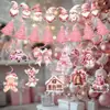 Decoração de Pingente para Festa Temática de Natal Transfronteiriça Pingente Espiral com Laço Rosa