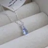 Collar de Plata de Ley S925 con Diamante Azul en Forma de Lágrima Estilo K Moda Simple Elegante Cadena para Clavícula Modelo para Mujer