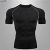 Los fabricantes transfronterizos venden camisetas deportivas ajustadas de manga corta, de secado rápido y muy elásticas para hombre.