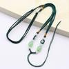 Estilo Chino Cuentas de Vidrio Verde Colgante de Jade Hetian Cordón Cuentas Redondas Accesorios DIY Alambre Trenzado Hecho a Mano Cuerda para Collar