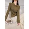 Suéter de Punto para Mujer Estilo Francés Melard con Cuello Polo, Manga Larga, Ajuste Delgado, Camiseta Base, Nuevo para Primavera y Otoño 2026