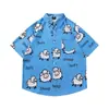 Camisetas de Manga Corta Divertidas con Dibujos Animados y Graffiti Estilo Hong Kong Veranieño para Hombres y Mujeres Estilo Dopamina Sueltas Dulces Florales Camisas Modernas