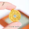 Moneda de la Fortuna Hielo Triturado Oro Brillante 24K Hebilla de Paz Colgante Cadena de Suéter Vintage de Alta Gama de la Tienda de Oro Pu Zuo