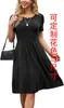 Vestido de Verano 2025 Nuevo de Amazon para Mujer, Corte A, Estampado, Manga Tres Cuartos, Abertura en el Dobladillo, Decoración de Borlas